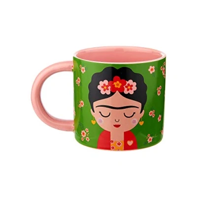 Abbildung von Sass &amp; Belle Becher Frida Floral für ca. 280 ml, Boho, Kahlo, Porzellan, handbemalt, 12 x 8,5 8 cm