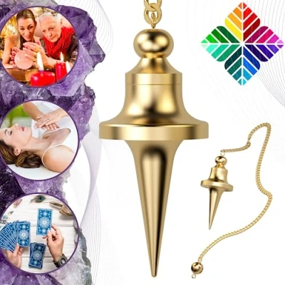 Abbildung von Ägyptisches Radiästhesie Pendel TROUVIER mit Zeuge aus Messing Esoterik / Orakel Geobiologie, Stimmungsmann, Reise, Magnetisierer Gold 27 Gr ⭐️