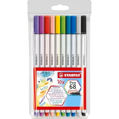 Abbildung von STABILO Filzstift Pen 68 brush, (10 tlg), durch Druck dicke oder dünne Linien