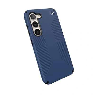 Abbildung von Speck Schwarze Samsung Galaxy S23 Hülle Fallschutz, Extra Grip, Kratzfeste &amp; Stoßdämpfende für Schlankes Design Grip Protection Case Blau, Schwarz, Weiß Presidio2