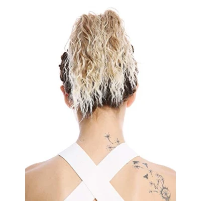 Abbildung von WIG ME UP N67A V 15T613 Haarteil Zopf Pferdeschwanz kurz voluminös lockig Krepplocken gekreppt Afro Kinks Blond Platin Gesträhnt 25 cm