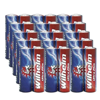Abbildung von 30 AA Mignon WILHELM Ultra Plus Alkaline Batterien im Shrink LR6 ø 14,5 x 50,5 mm