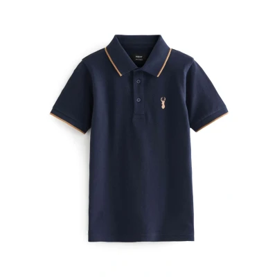 Abbildung von Next Short Sleeve POLO Shirt Poloshirt für Kinder, Größe: 128, Navy blue tipped