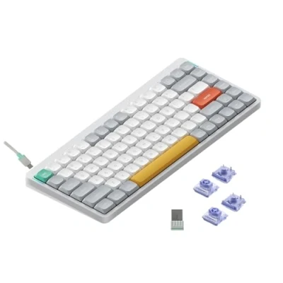 Abbildung von nuphy Air75 V2 Kabellose mechanische Tastatur, 84 Tasten RGB Hot Swap unterstützt Bluetooth 5.1, 2.4G und kabelgebundener Verbindungc für PC/Laptop/Windows/Mac White Gateron Wisteria Switch