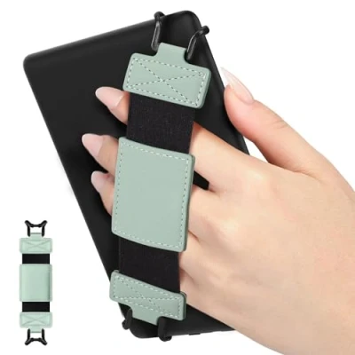 Abbildung von MoKo Weich Handschlaufe für 6&quot; 8&quot; Kindle eReaders Fire Tablet Kindle/Kobo/Voyaga/Lenovo/Sony E Book Tablet, Hochelastisch Vielseitig Fingerhalterung Griff Halter, Minze Grün