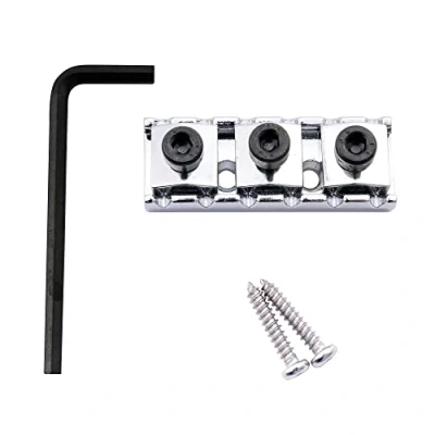 Abbildung von Musiclily 42mm Locking Nut Gitarren Klemmsattel für Floyd Rose Tremolo Bridge System E Gitarre, Chrom