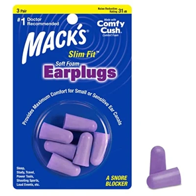 Abbildung von Mack&#039;s Slim Fit Ohrstöpsel mit schmaler Passform, Violett, 3 Paar, Count (Pack of 1)