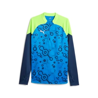 Abbildung von Puma Individualcup 1/4 ZIP Langarmshirt, Herren, Größe: Large, Persian blue/pro green