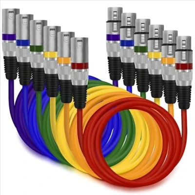 Abbildung von 6 Pack Für Xlr Kabel 2m,Für Kabel,Für Dmx Kabel,Dmx Signal Bühnenbeleuchtung 3 Pin Male Female 3m Kabel,6 Farben Eine Breite Palette Von Audiogeräteanschlüssen