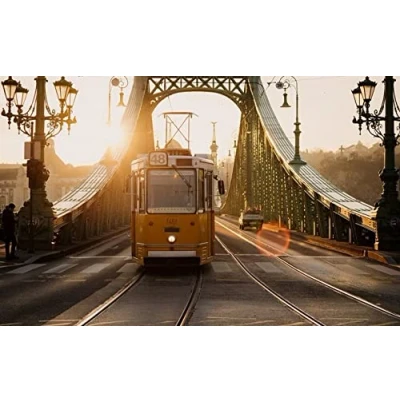 Abbildung von Haeran River Vollbohrer Budapest Brücke Straßenbahn Ungarn Diy 5D Diamond Painting By Number Unique Kits Home Wall Decor