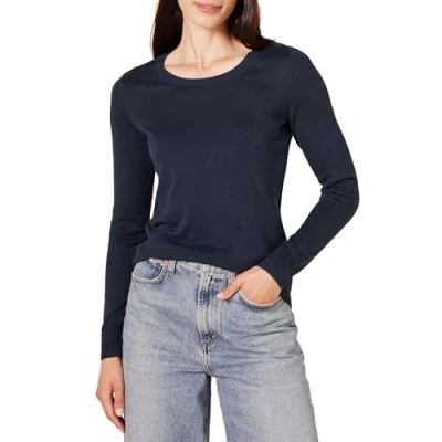 Abbildung von Amazon Essentials Damen Leichter, Langärmeliger Pullover Mit Rundhalsausschnitt (Erhältlich in Übergröße), Marineblau, XS