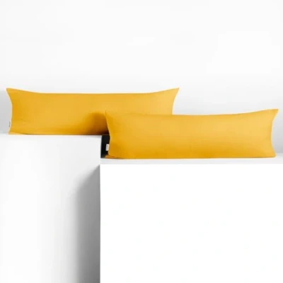 Abbildung von DecoKing 2 Kissenbezüge 20x120 cm Jersey Baumwolle Reißverschluss gelb Amber