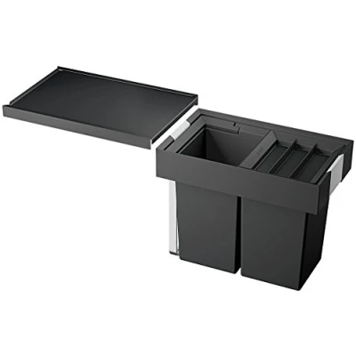Abbildung von BLANCO FLEXON II 30/2 Abfall Müllsystem für 30 cm breite Unterschränke System zum Einbau in Schubladen 2 x 8 Liter Eimer 1 Eimerdeckel Minimale Einbauhöhe: 355 mm