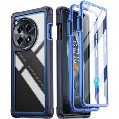 Abbildung von POETIC Guardian Hülle Kompatibel mit OnePlus 12R 5G (2024), integrierter Displayschutz, funktioniert Fingerabdruck ID, Stoßfeste, Robuste, Transparente, Ganzkörper Hybrid Schutzhülle, Blau/Klar