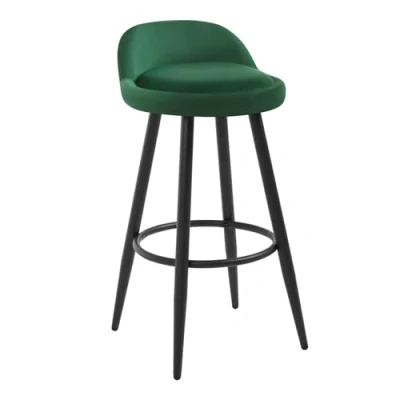 Abbildung von WOLTU BH296dgn 1 Barhocker 1er Set Barstuhl Hocker Tresenhocker Bistrohocker Designer mit Lehne und Fußstütze aus Samt Metall, Dunkelgrün