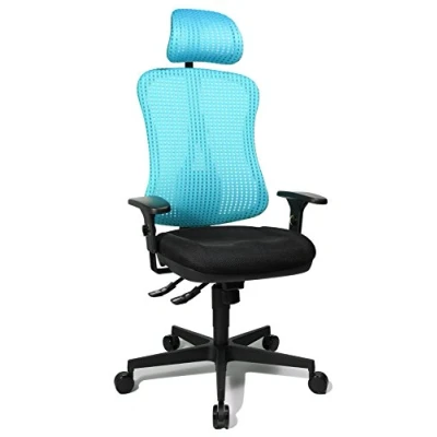 Abbildung von Topstar Bürostuhl Head Point SY inkl. Armlehnen und Kopfstütze schwarz/hellblau
