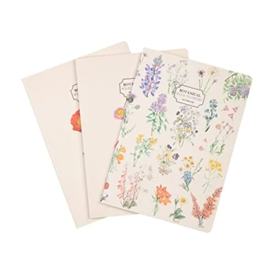 Abbildung von Grupo Erik Botanical Wild Flowers Pack of 3er Notizbücher A5 Notizbuch klein 1 Liniert Dotted Blanko Notizblock