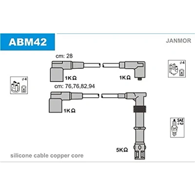 Abbildung von JANMOR ABM42 Zündkabelsatz AUDI: Coupe B3, 100 C4 Limousine, Avant