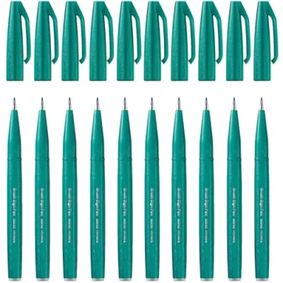Abbildung von Pentel SES15C D3X Brush Sign Pen türkis, Faserschreiber, pinselähnliche Spitze, 10 Stück