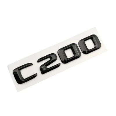 Abbildung von ABS Chrom Buchstaben Auto Hinten Stamm Emblem Abzeichen Aufkleber C200 C300 C400 4MATIC Logo Kompatibel Mit Mercedes C KLASSE W205 W204 Zubehör (Color : Black)