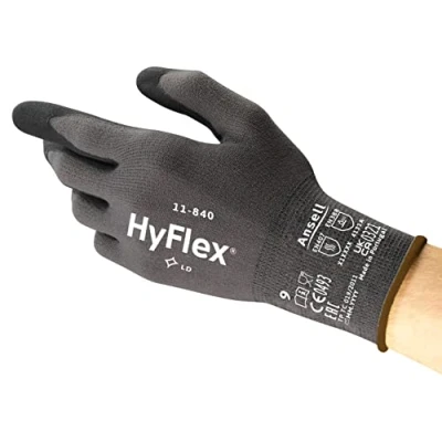 Abbildung von Ansell HyFlex 11 840, Professionelle Arbeitshandschuhe, Abriebfeste Nylon Handschuhe mit Nitrilbeschichtung, Industrielle Sicherheitshandschuhe, Schwarze Schutzhandschuhe, 1 Paar, Gr. S