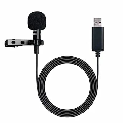 Abbildung von NewTH USB Mikrofon PC Omnidirektionaler Kondensator Lavalier Clip on Mic für Computer, Laptop, Podcast, Interviews, Recording [Plug &amp; Play] 6,6FT