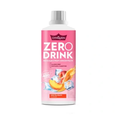 Abbildung von GymQueen Zero Drink Eistee Pfirsich 1000ml, kalorienarmes und zuckerfreies Getränkekonzentrat 1:80, angereichert mit B Vitaminen für deinen Stoffwechsel L Carnitin, Getränke Sirup