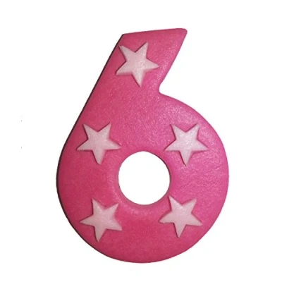 Abbildung von 6.5cm Rosa Zahl mit Sternen: 6