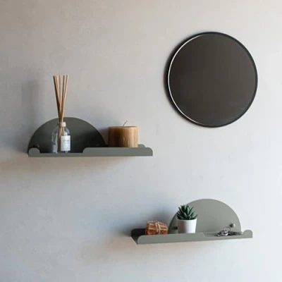 Abbildung von MILUKA Set 2 Wandregale mit Kleiderbügel 35 cm Grün Wandregal Haken Jackenhalter Wand Regal für Flure Wandaufhänger Hundegarderobe Ablage (2, Grün)