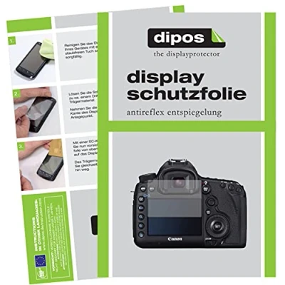 Abbildung von dipos I 2X Schutzfolie matt kompatibel mit Canon EOS 5D Mark III Folie Displayschutzfolie
