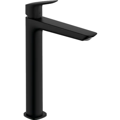 Abbildung von hansgrohe Logis Fine Waschtischarmatur ohne Ablauf, Wasserhahn Bad mit Auslauf Höhe 240mm, Mischbatterie Waschbecken wassersparend (EcoSmart), Mattschwarz