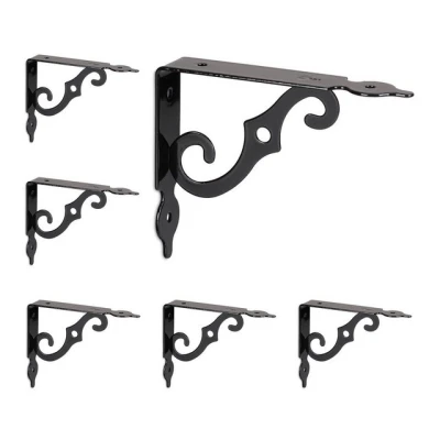 Abbildung von relaxdays Wandregalhalter Regalträger 6er Set, Schwarz