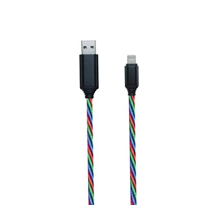 Abbildung von 2GO Datenkabel &amp; Ladekabel Tricolor dreifarbig beleuchtetes LED Kabel 100cm Aluminium Stecker für Apple Geräte mit Lightning Anschluss, 797147