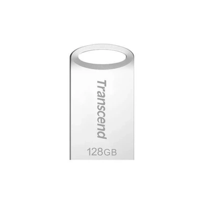 Abbildung von Transcend 128GB kleiner und kompakter USB Stick 3.1 Gen 1 (für den Schlüsselanhänger) JetFlash silber TS128GJF710S (umweltfreundliche Verpackung)
