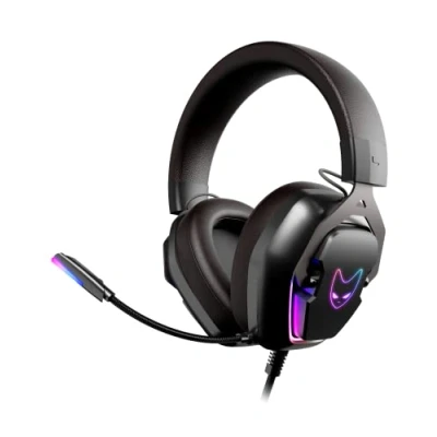 Abbildung von Oversteel Phosphorus Gaming Headset 7.1, USB Kabel, omnidirektionales Mikrofon, Geräuschunterdrückung, 3,5 mm Buchse und RGB Licht, PC/PS5/PS4/Xbox/Switch kompatibel, schwarz
