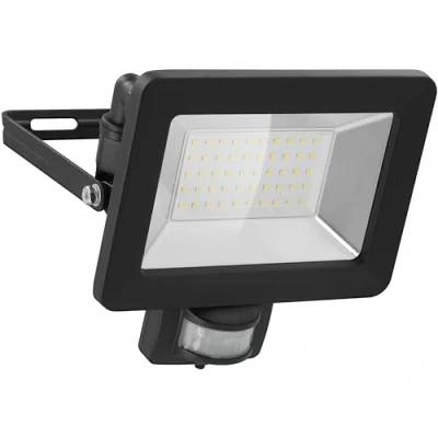 Abbildung von goobay 53883 LED Strahler Bewegungsmelder Außen 50W / PIR Sensor Außenstrahler IP44 Neutralweißes Licht 4250 lm/LED Scheinwerfer Fluter Wandmontage/Gartenstrahler/Schwarz