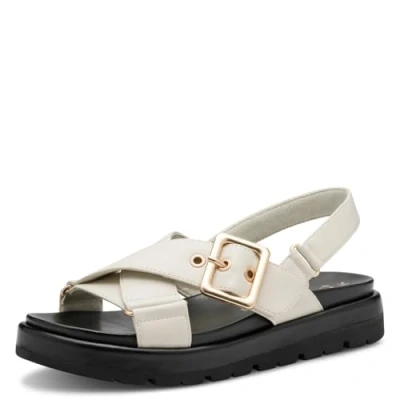 Abbildung von MARCO TOZZI Damen Sandalen flach mit Klettverschluss Bequem, Beige (Cream), 40 EU
