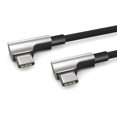 Abbildung von PAXO 0,2m Ladekabel, 3A, USB C auf Kabel, 2.0, elegante Winkelstecker, besonders flexibler Stoffmantel in schwarz