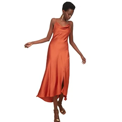 Abbildung von TRENDYOL Damen Degaje kragenkleid. Dress Nacht, Zimt, 42