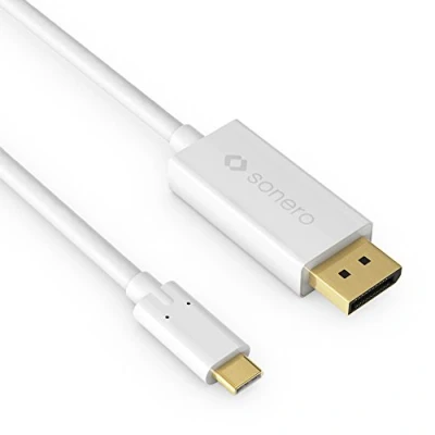 Abbildung von Sonero UCC021 020 USB C auf DisplayPort Kabel, 4K@60Hz mit 18Gbps, 3.1, Alt Mode, Thunderbolt 3 kompatibel für MacBook Pro, Samsung S8, Dell XPS 15 und andere Computer, 2,0m weiß