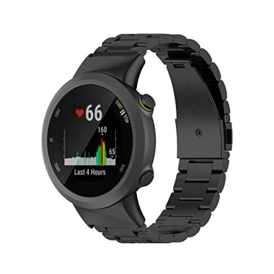 Abbildung von Yikamosi Kompatibel mit Garmin Forerunner 45 Armband,Schnellverschluss Edelstahl Metall Ersatzarmband Damen Herren Wristband Uhrenarmbänder für 45/Forerunner 45S/Swim 2,Schwarz
