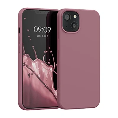 Abbildung von kwmobile Hülle kompatibel mit Apple iPhone 13 gummierte TPU Silikon Handyhülle Schutzhülle für kabelloses Laden Case in Dark Rose