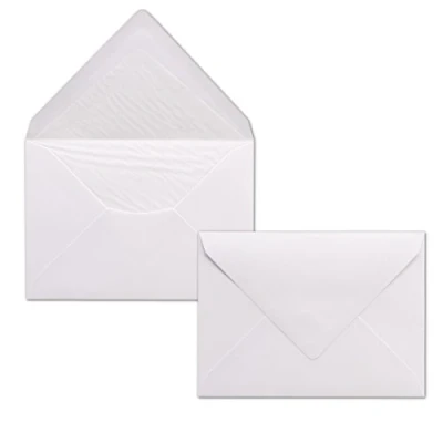 Abbildung von 75 Briefumschläge Weiss DIN C6 gefüttert mit weißem Seidenpapier 100 g/m² 11,4 x 16,2 cm Nassklebung NEUSER PAPIER
