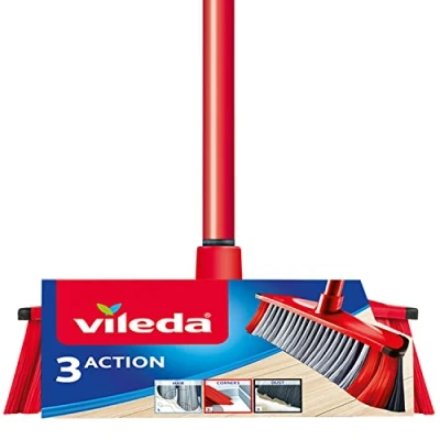 Abbildung von Vileda 3Action Besen Kombination von 3 Borsten für Staub, groben Schmutz und Haare Ecken