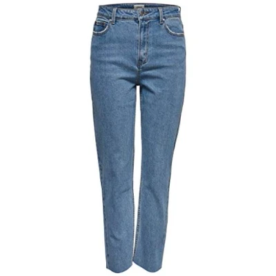 Abbildung von ONLY Onlemily RAW MAE Jeans Straight Leg, Damen, Größe: 26x32, Light blue denim