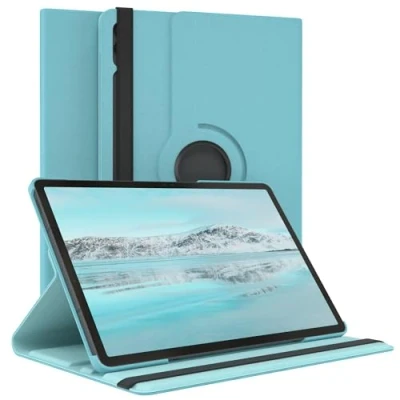 Abbildung von EAZY Case Tablet Hülle für Samsung Galaxy Tab S10 Plus / S9 FE Schutzhülle Smart Cover Rotationcase zum Aufstellen Klapphülle 360 drehbar mit Standfunktion Tasche Kunstleder Blau