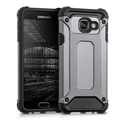 Abbildung von kwmobile Hülle kompatibel mit Samsung Galaxy A3 (2016) Hybrid Handy Cover Handyhülle Case Schutzhülle Transformer Anthrazit Schwarz