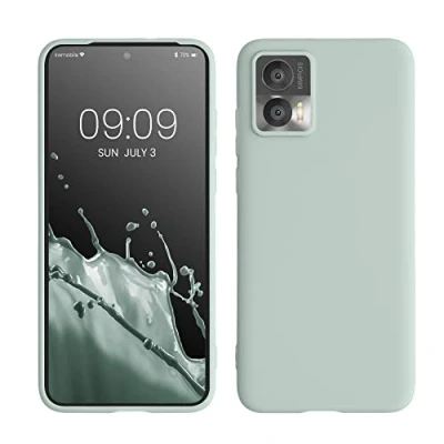 Abbildung von kwmobile Hülle kompatibel mit Motorola Edge 30 Neo weiches TPU Silikon Case Cover geeignet für kabelloses Laden Cool Mint