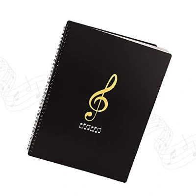 Abbildung von Notenordner Notenmappe/Ordner in A4 Briefgröße/Dokumente Halter Aufbewahrung 30 Taschen Clef/Kunststoff Konzert Chorfolder für Musiker und Band Music Note/Schwarz