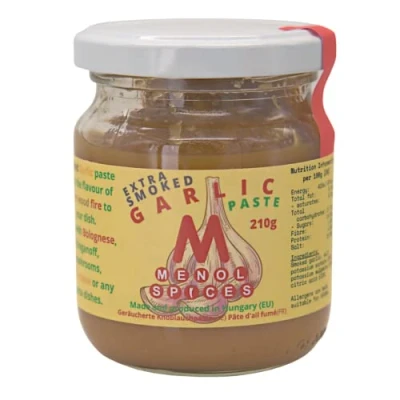 Abbildung von Menol Spices Extra Geräucherter Knoblauch paste 210g, Produziert in der EU (Ungarn), Knoblauchpüree, Fauler Knoblauch, Verleiht Ihren Gourmetgerichten ein Rauchiges Aroma